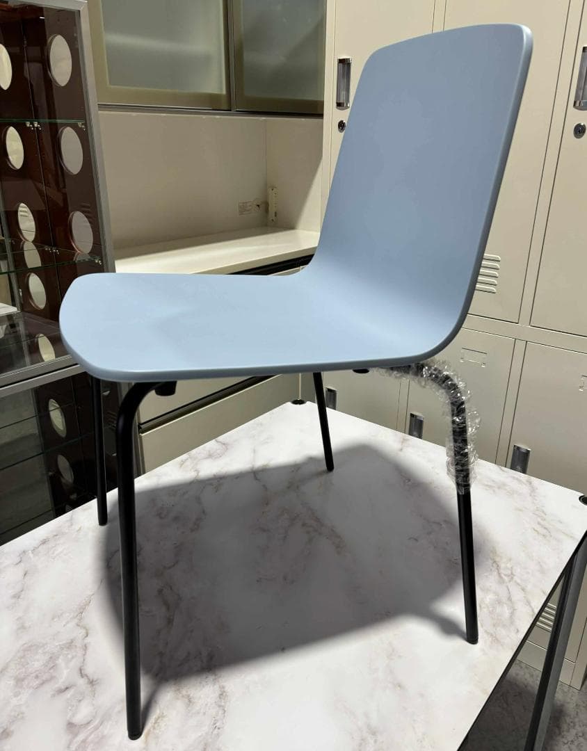 Oliver スチールチェア ミーティングチェア ライトブルー4脚セット未使用