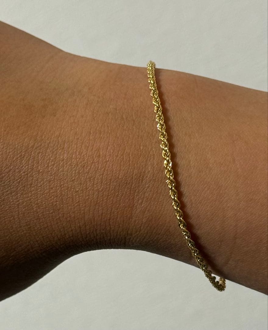 新品未使用品　K18 パイプロープチェーンブレスレット 幅2.0mm 18cm