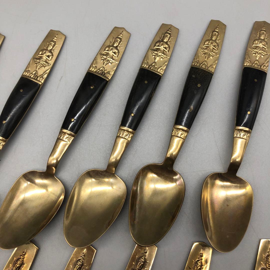 タイ製ビンテージブロンズスプーン&フォーク6組セットミッドセンチュリーカトラリー