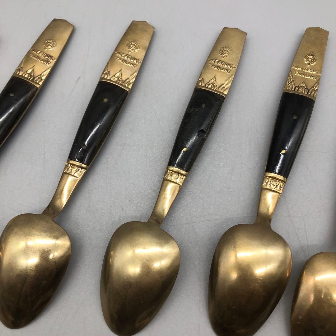 タイ製ビンテージブロンズスプーン&フォーク6組セットミッドセンチュリーカトラリー
