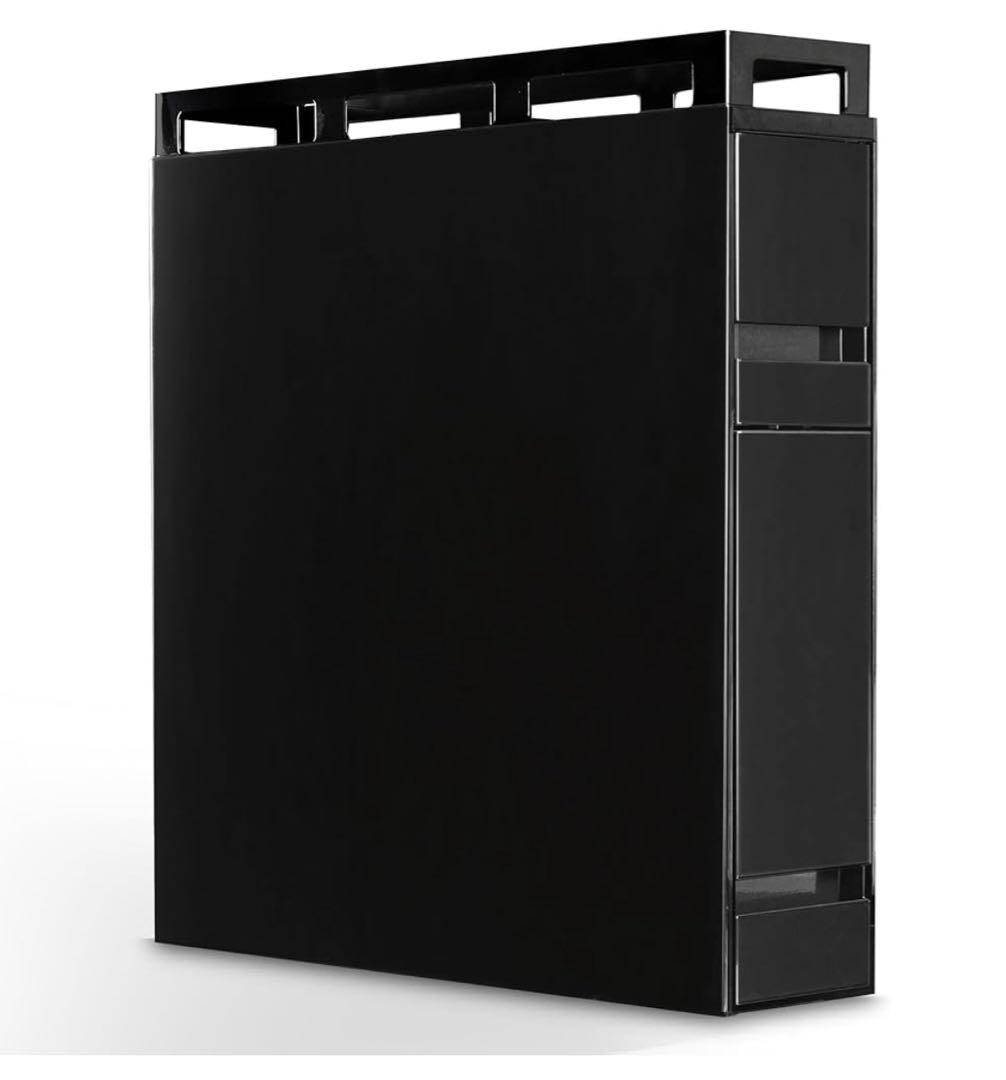 値下げ　アウトレット隠せる調味料ラック幅13cm 大容量 完成品 (黒2段)