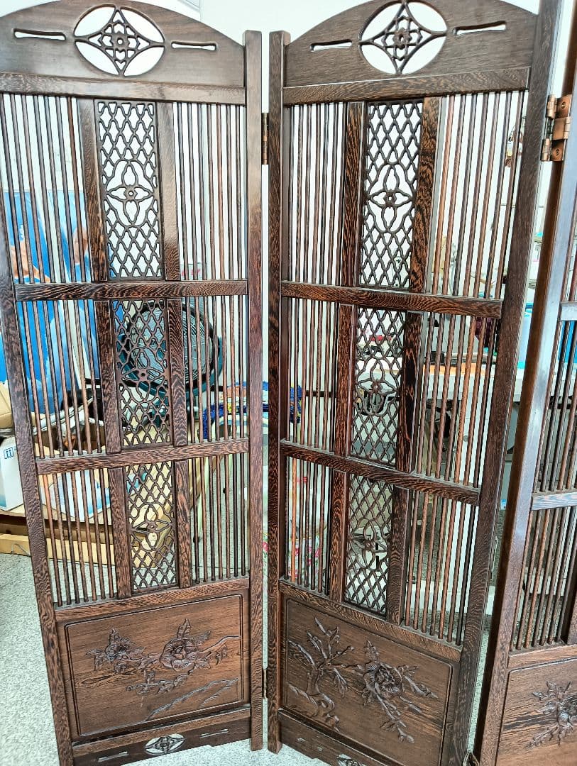 ANNE様確認用　　　　透かし彫り 衝立 4枚 間仕切り パーテーション