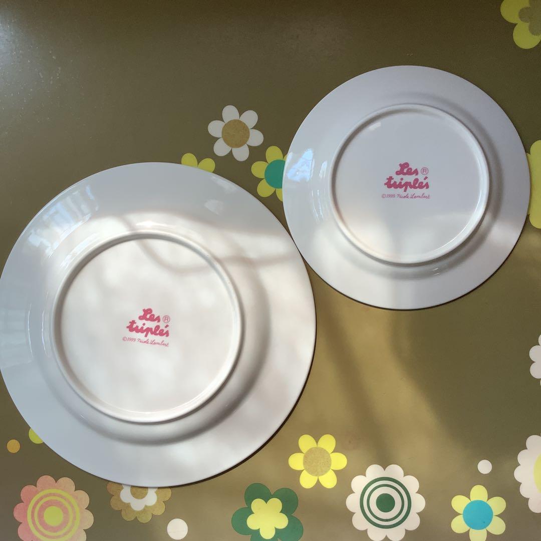レ・トリプレ　フランス　みつごちゃん　プレート 2枚