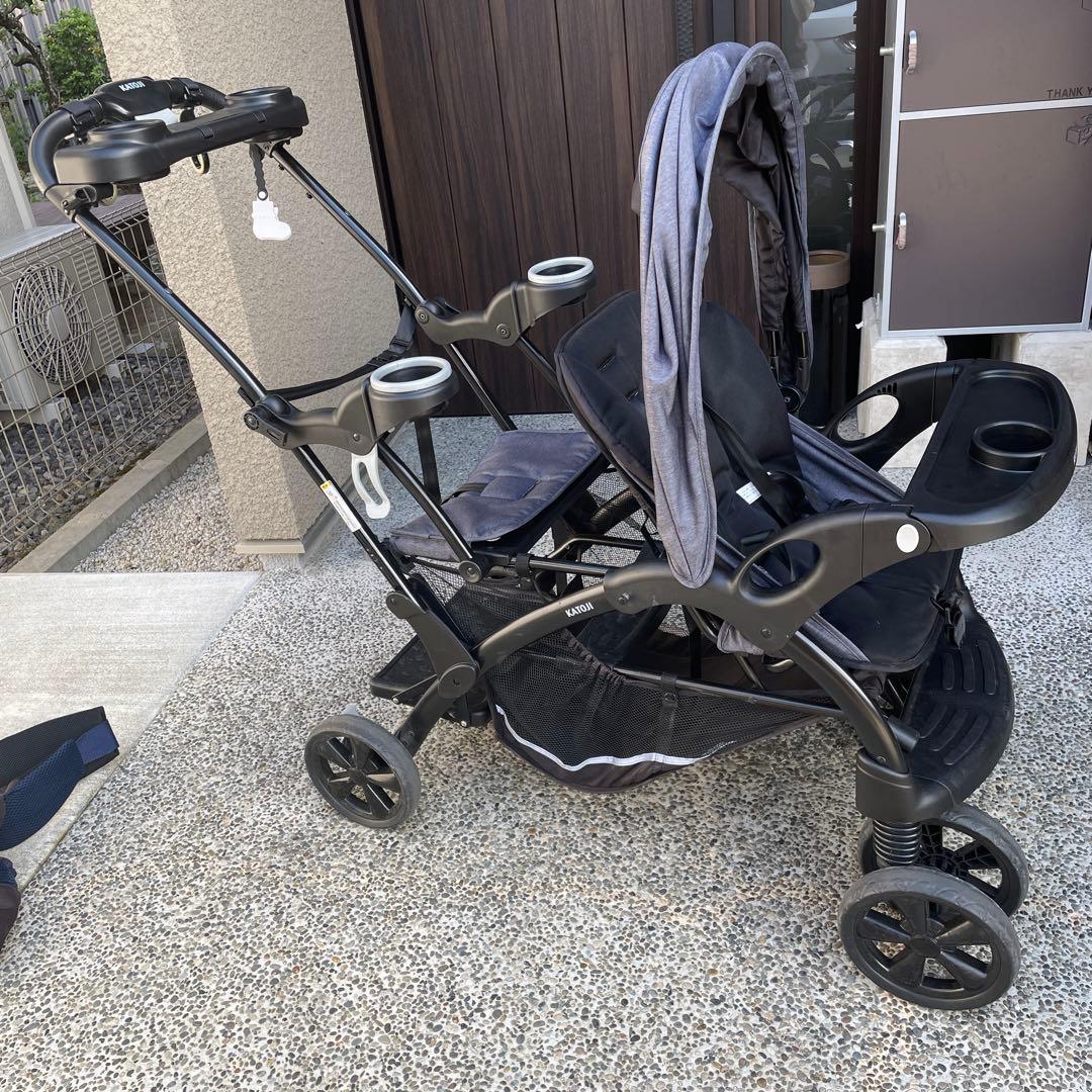 カトージ 二人乗りベビーカー 二人でゴーDX(専用レインカバー付き)