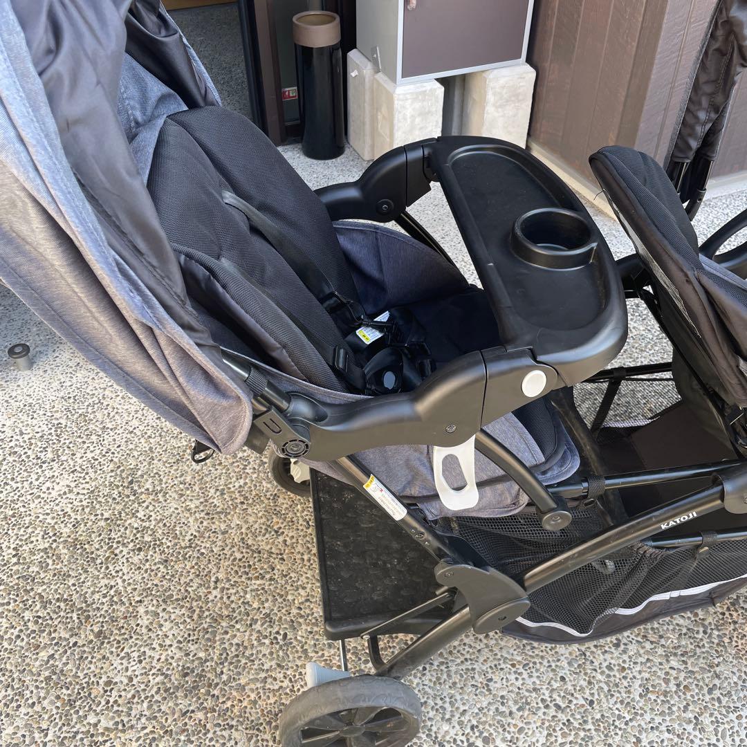 カトージ 二人乗りベビーカー 二人でゴーDX(専用レインカバー付き)