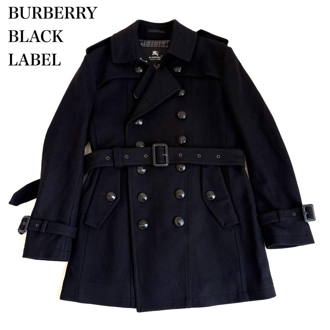 新品 バーバリーブラックレーベル カシミヤ混 ナポレオンコート 黒 M 三陽商会