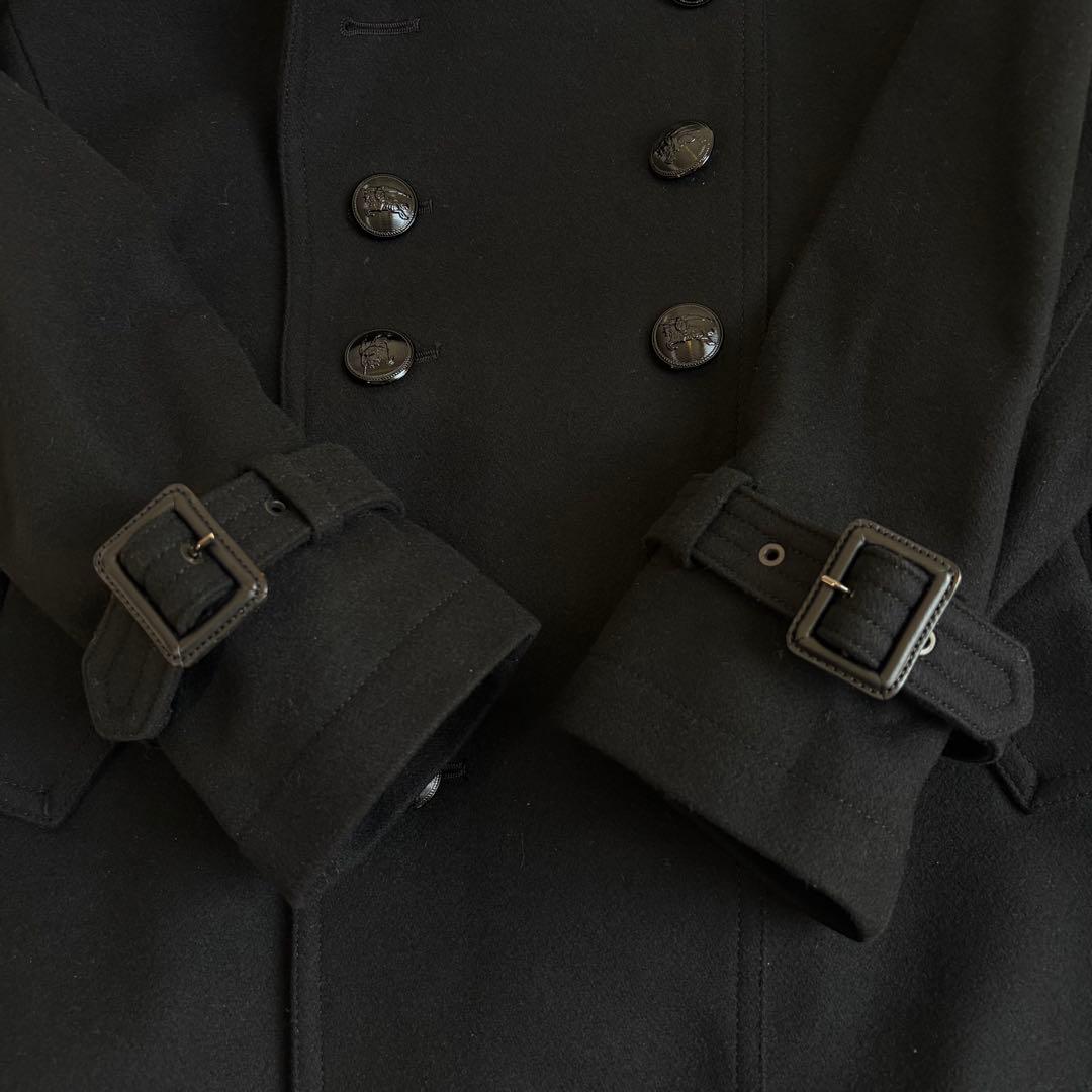 新品 バーバリーブラックレーベル カシミヤ混 ナポレオンコート 黒 M 三陽商会