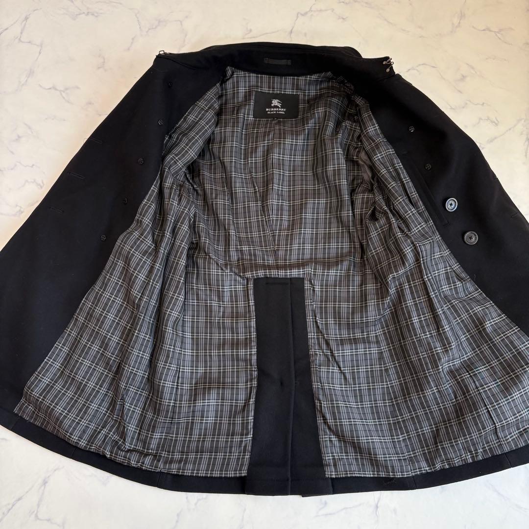 新品 バーバリーブラックレーベル カシミヤ混 ナポレオンコート 黒 M 三陽商会