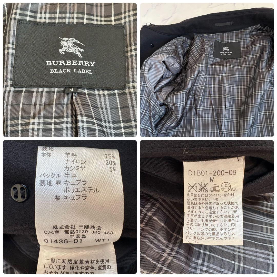新品 バーバリーブラックレーベル カシミヤ混 ナポレオンコート 黒 M 三陽商会