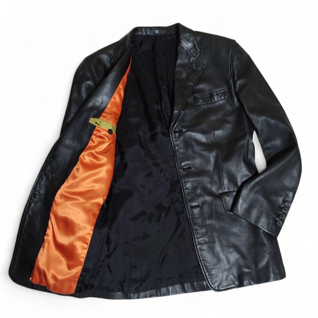 PaulSmith Londonレザージャケット ラム 黒 テーラード M