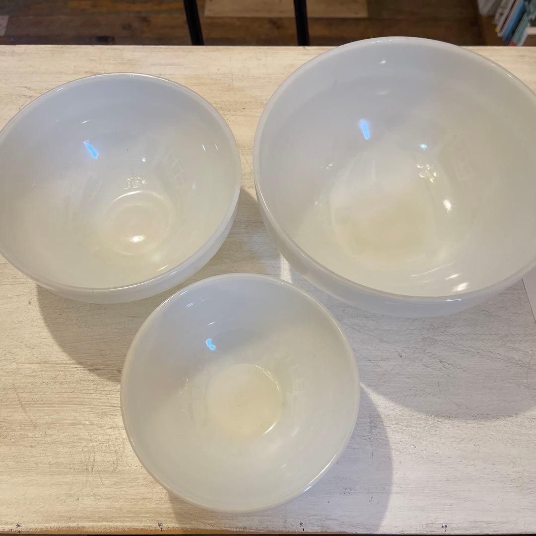 Fire King ホワイトガラスボウル 3個セット