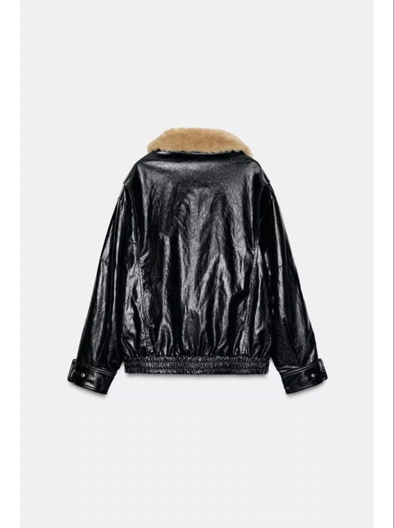 フェイクファー襟ジャケット レザージャケット