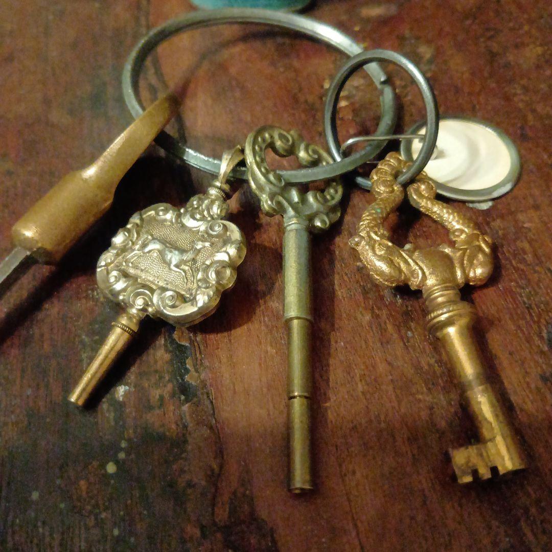 希少アメリカ製アンティーク キー4本セット☆馬ブラス鍵　真鍮