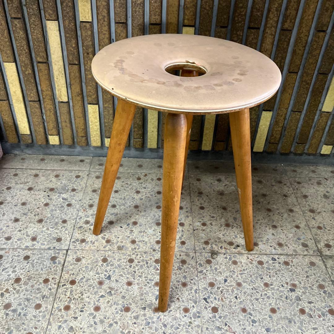 A2 昭和レトロ 天童木工 リングスツール 丸スツール 4本脚 木製椅子 古家具