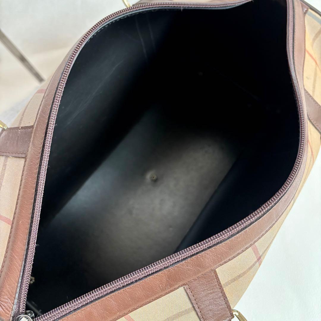 【良品】【バーバリー】ボストンバッグ 旅行カバン 玉虫色 チェック