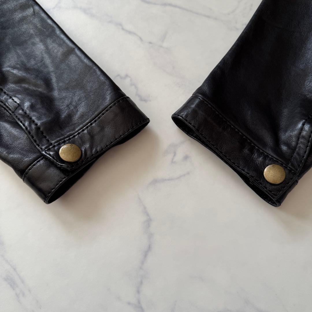 【美品】　トゥモローランド　レザージャケット　シングルライダース　ノーカラー