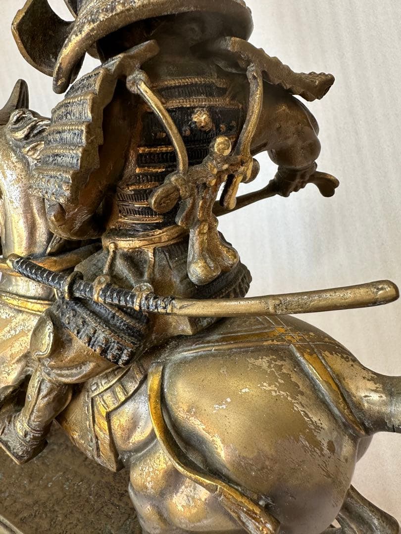 大楠公像 楠木正成 騎馬 武者像 銅製 重さ約5.1kg 高さ約33cm