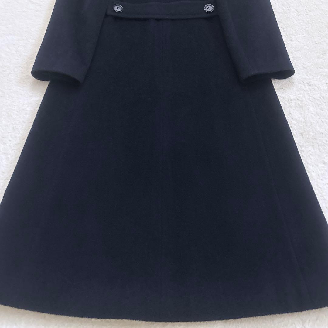 HERNO スカーフ柄 カシミヤ混 ダブル チェスターコート 紺色 F 美品