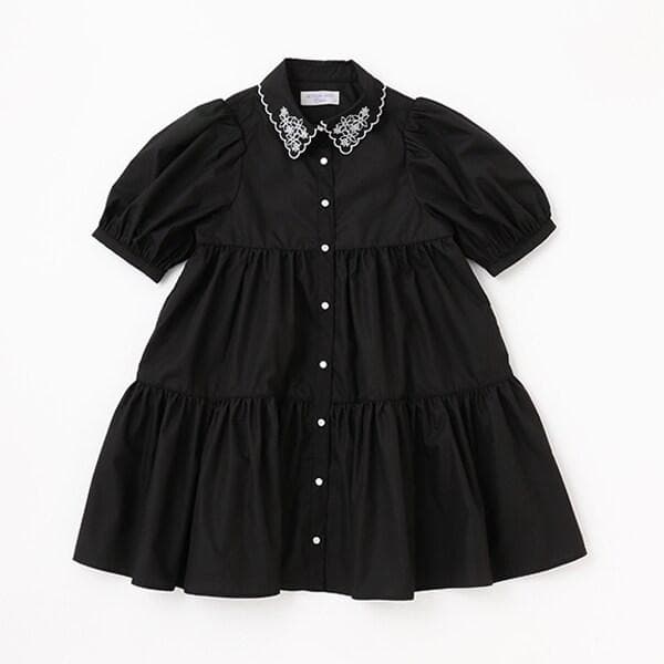 衿スカラティアードワンピース・黒・120センチ・used・アナスイミニ・薔薇