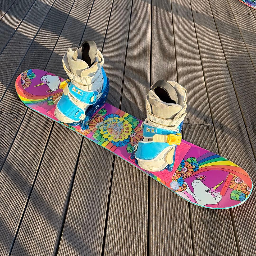 burton 子供　キッズ　板　90 バインディング　スノーボード　ユニコーン