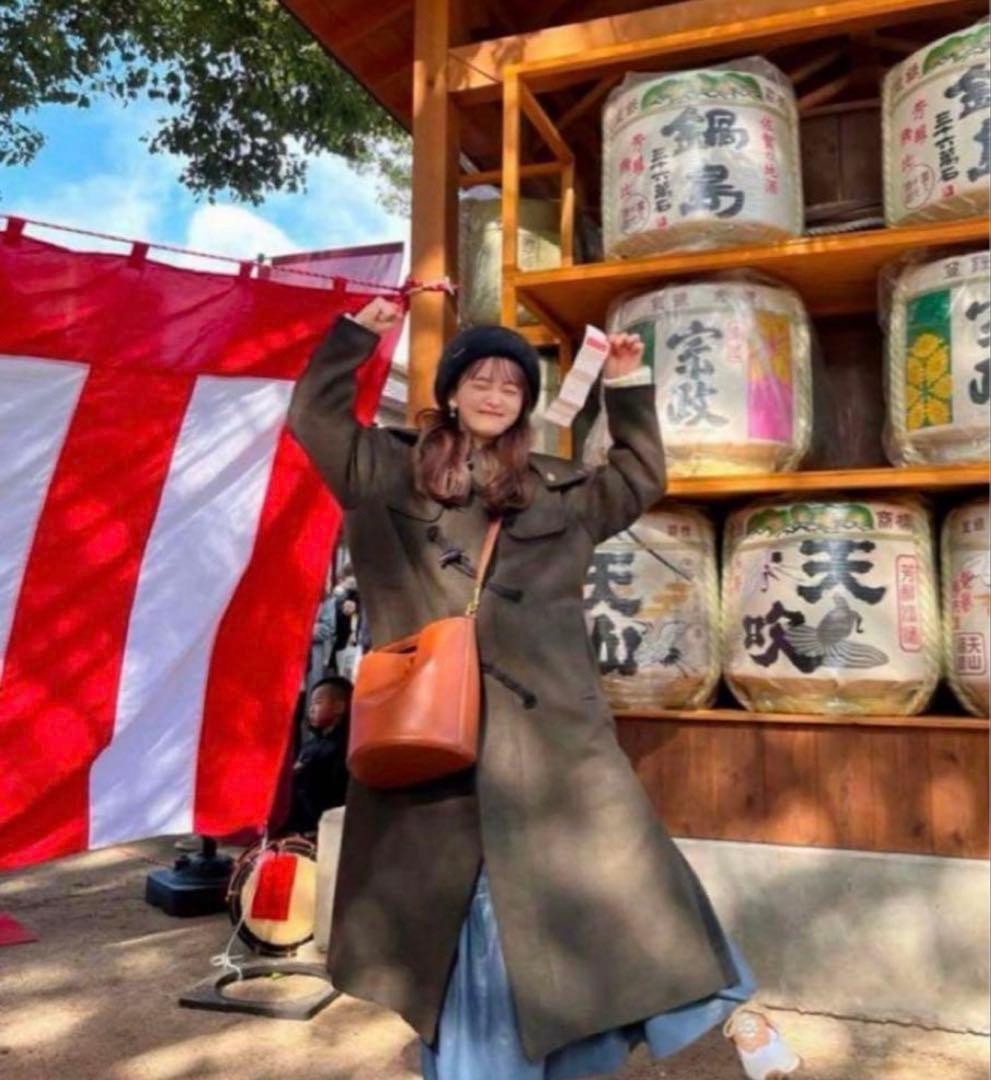 ピヌエ ロングダッフルコート チャコール