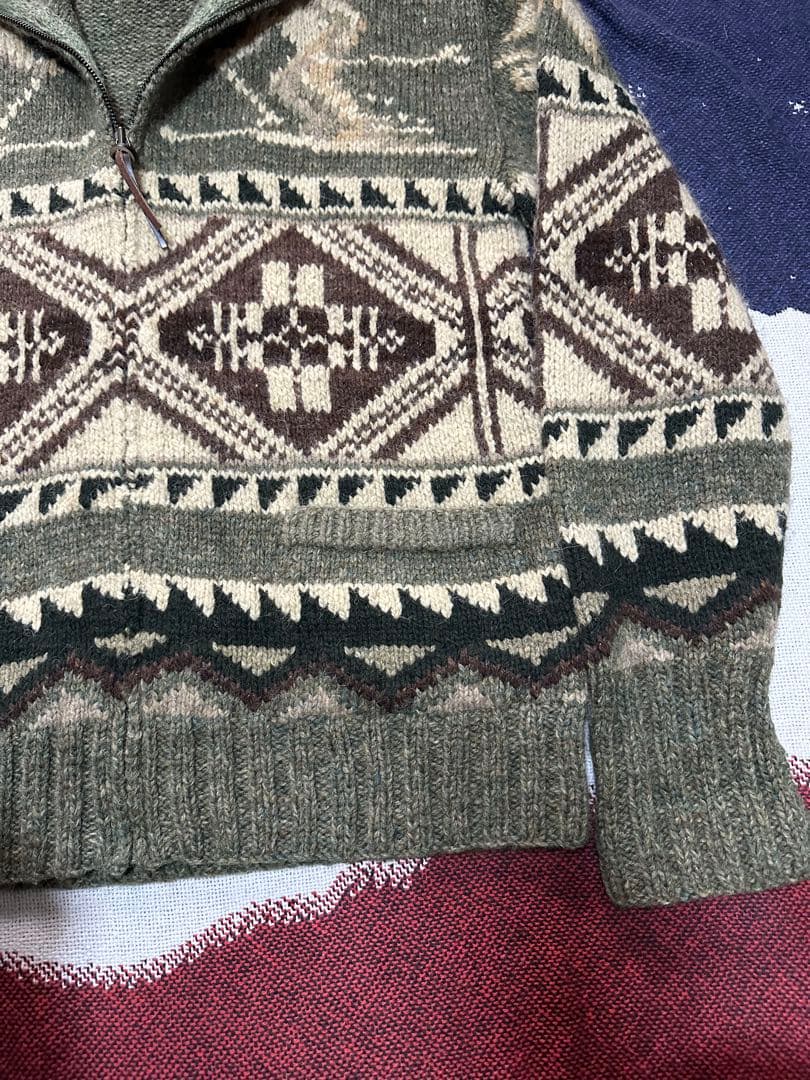 polo Ralph Lauren ジップアップカウチンニット　スキー柄