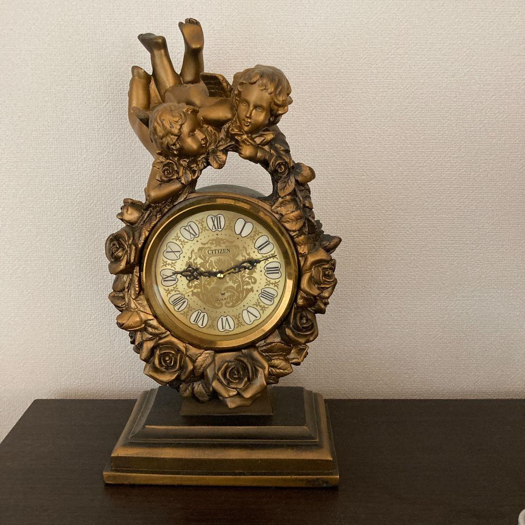 美品　citizen 彫刻　置時計　インテリア　住まい　暮らし　高級