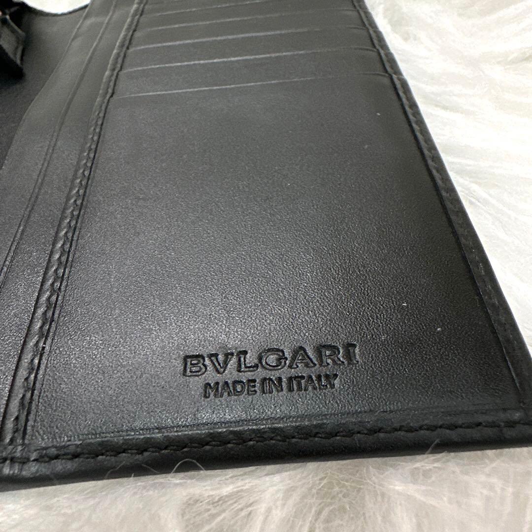 【美品】BVLGARI ヘリンボーン長財布 ダークグレー PVC ウィークエンド