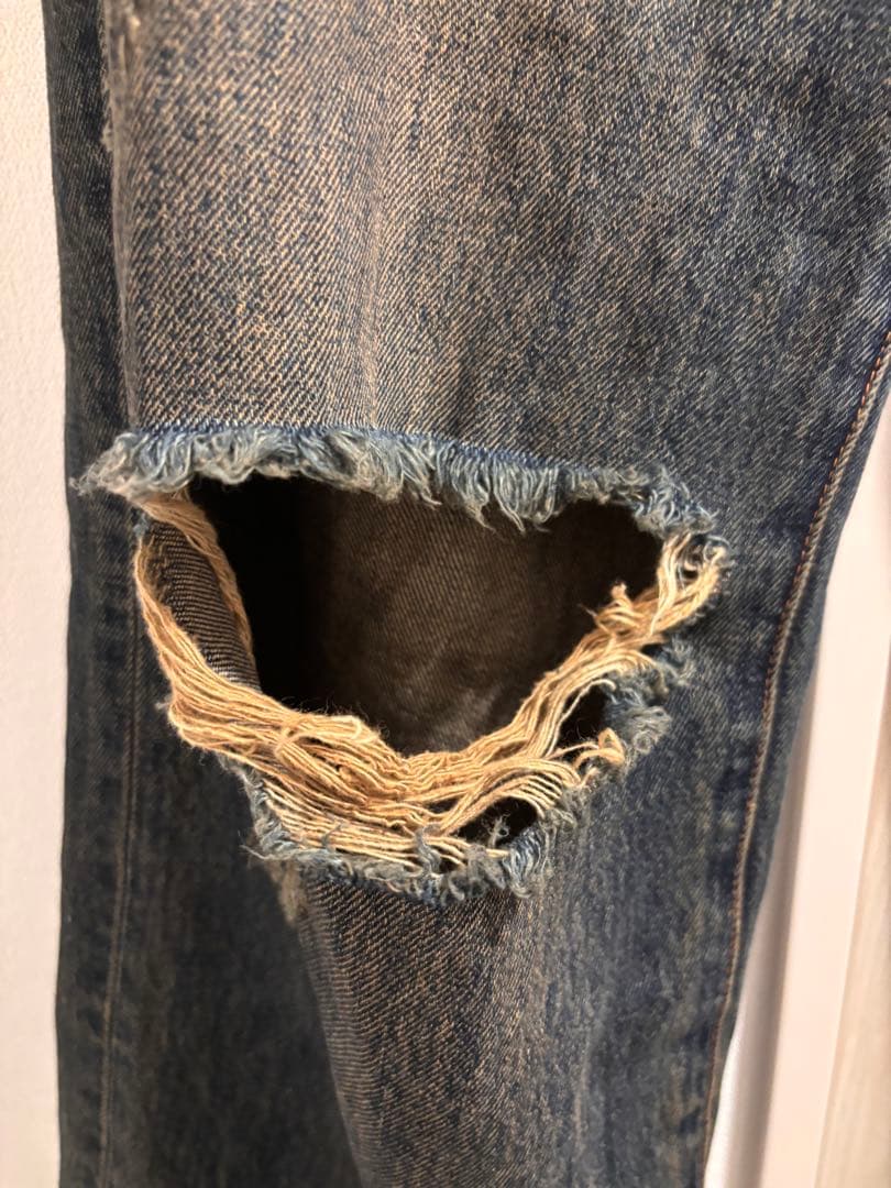 MOUSSY KNEE SLIT WIDE STRAIGHT ダークブルー