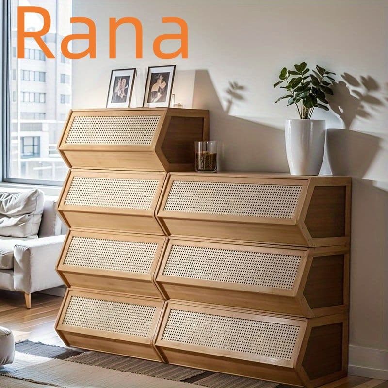 スタッカブル収納キャビネット 自立式ボックス プラスチックラタンドア付き