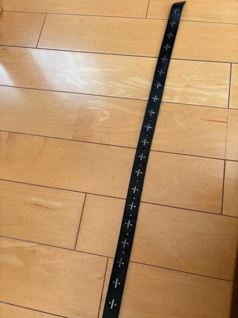 m.a + レザー ベルト クロス スタッズ ロング