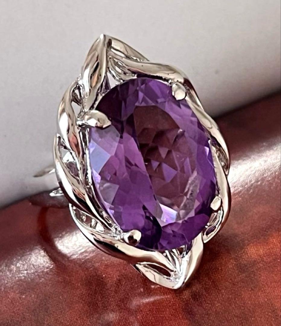 Mary様天然アメジスト 10ctSILVERヴィンテージリングB113