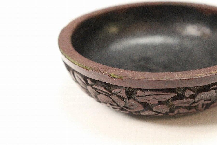 中国美術 茶道具 唐物 堆朱 刻 草花紋 香合 旧家蔵出