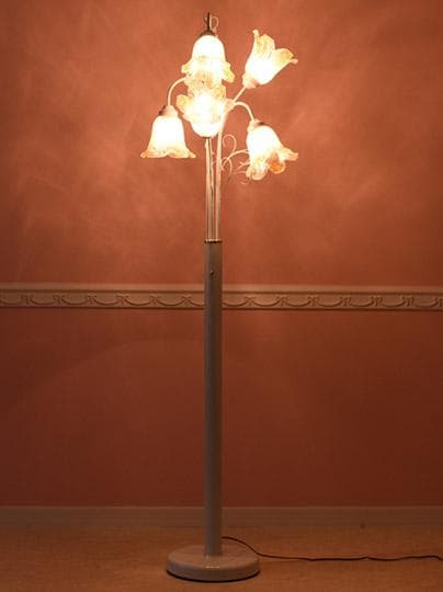 5灯 フロアランプ ヴェネチアンガラス風 フラワー ホワイト