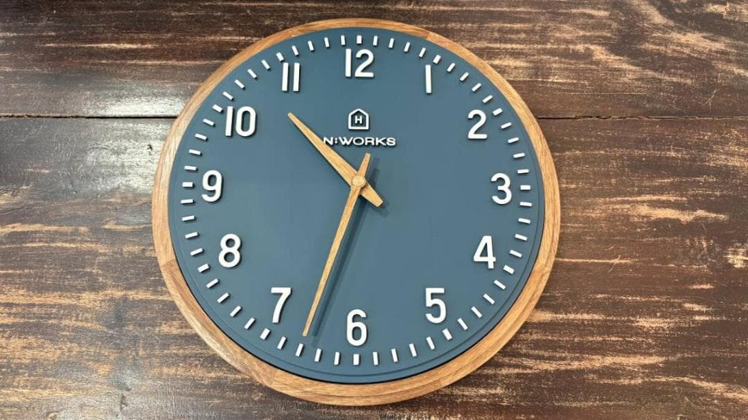 ウォールクロック 掛時計 ナチュラル 北欧 シンプル Ekoluエコル ネイビー