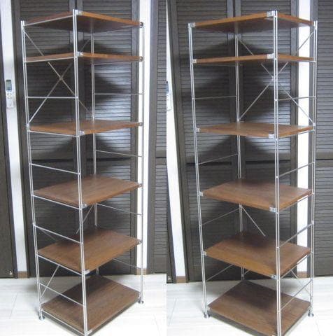 MUJI /無印良品　ステンレスユニットシェルフ　ウォールナット材棚セット・大