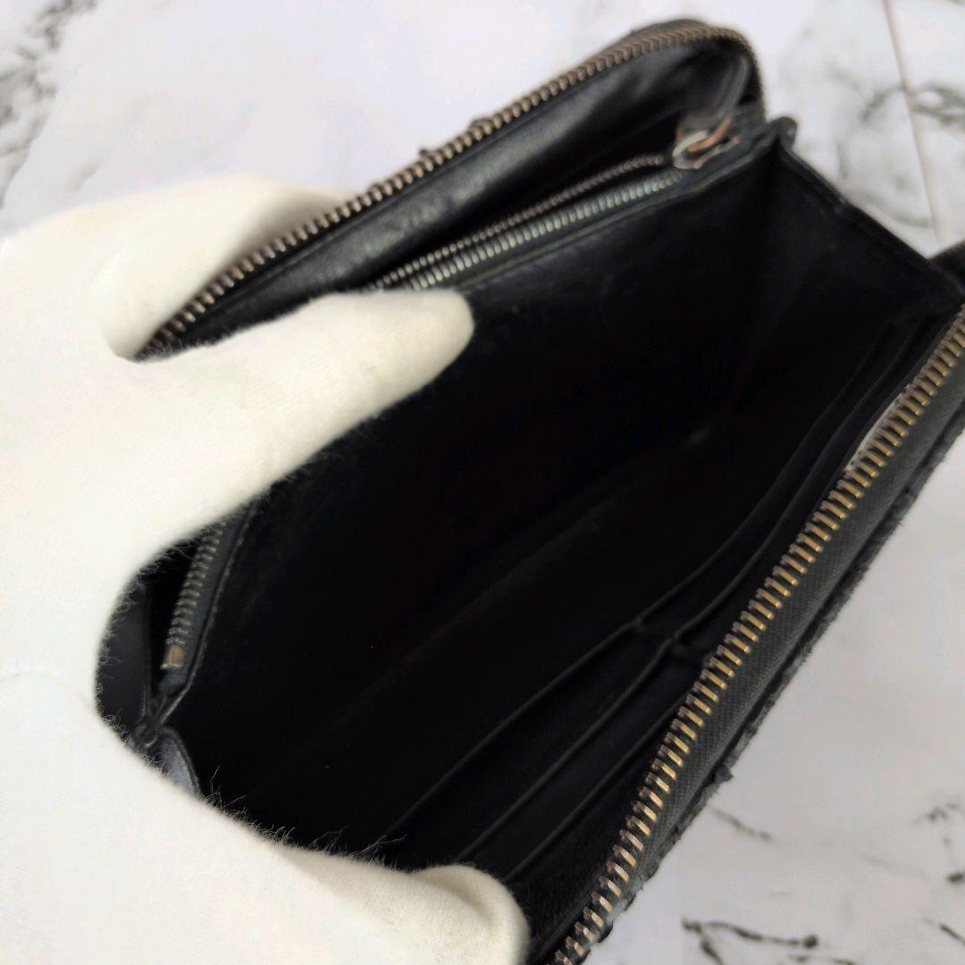 【美品】ボッテガヴェネタ☆パイソン　イントレチャート　ラウンドファスナー　長財布