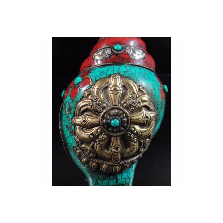 ◆チベット密教法具　法螺貝（シャンカ）羯磨（カツマ）