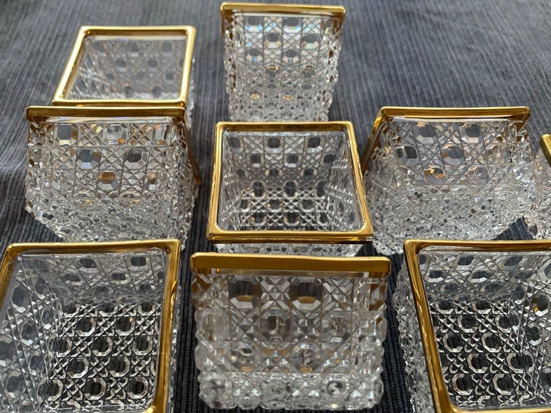 珍味入れ　4角型金付切子柄珍味入れ10客