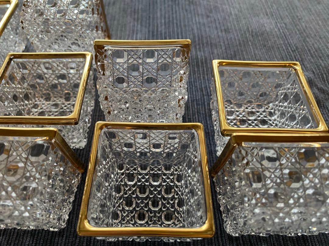 珍味入れ　4角型金付切子柄珍味入れ10客