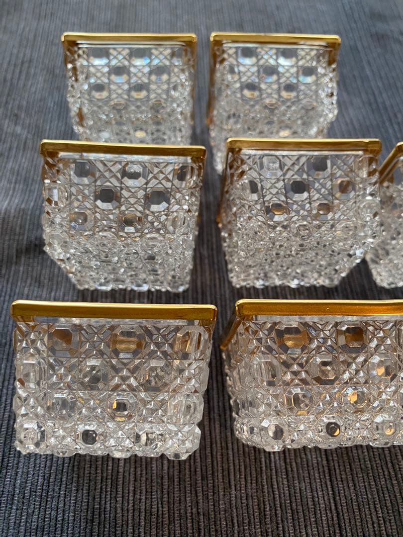 珍味入れ　4角型金付切子柄珍味入れ10客