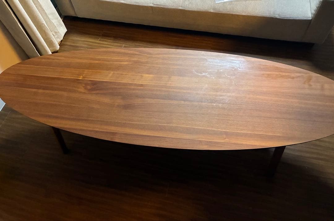 ナチュラルウッド オーバル型　センターテーブル