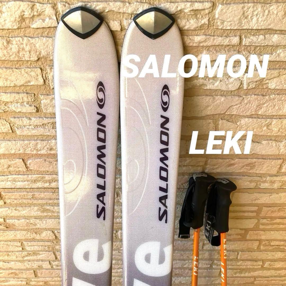 SALOMON ビンディング付きスキー板 160 LEKIポール 105 女性用