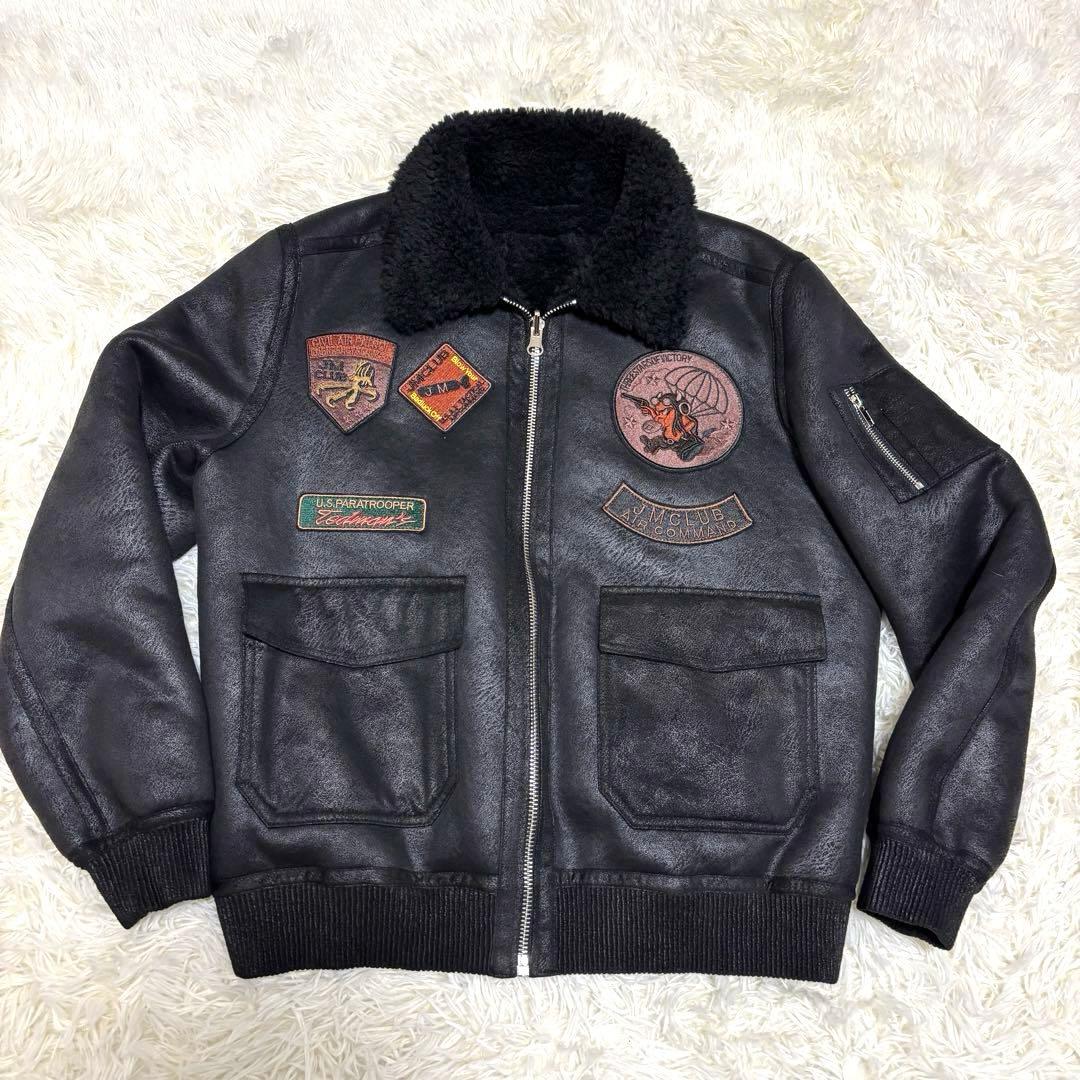 人参 フライトジャケット フェイクムートンジャケット G-1 ワッペン