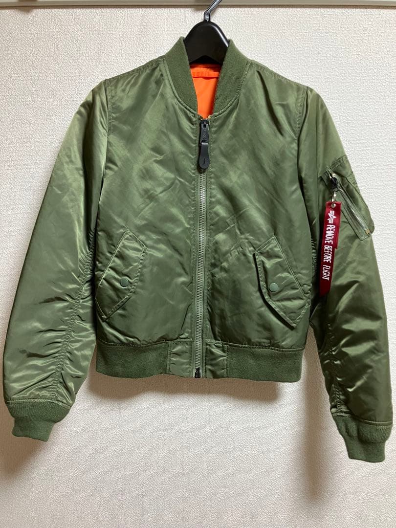 AVIREX MA-1 フライトジャケット メンズS相当 レディースL オリーブ