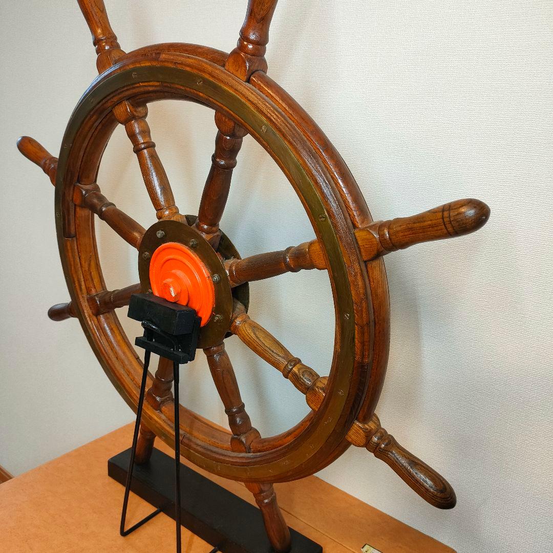 大型！約85cm木製ラット 船舶用ハンドル 舵 大型舵輪 店舗ディスプレイ 海賊