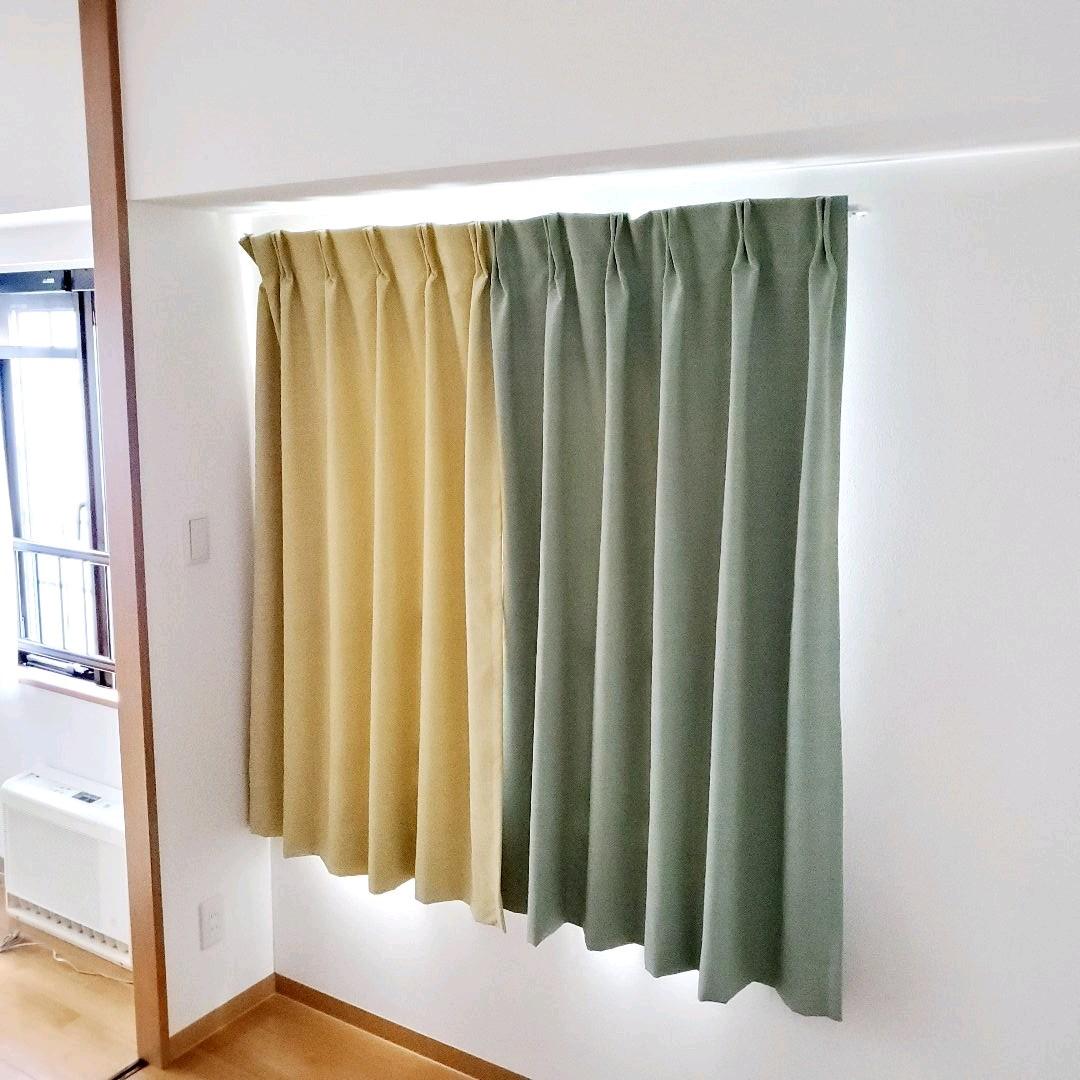 ★【美品】絶妙カラーの裏地付きカーテン ACTUS/グリーン ②★