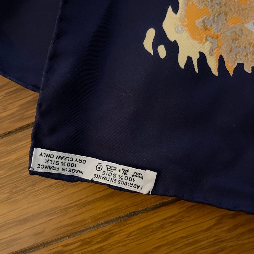 シルク100%アフリカ動物デザイン スカーフ 90cm エルメス