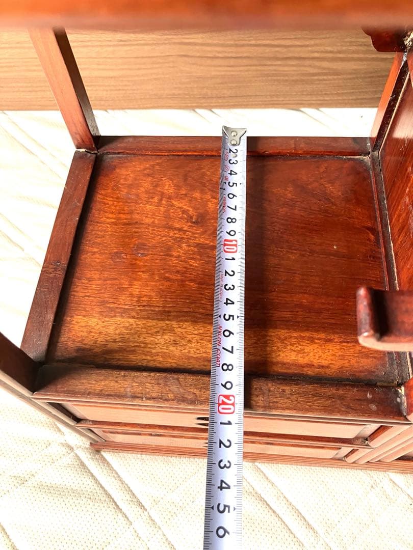 美品 唐木家具 本花梨 総無垢 茶棚 高級 茶道具 飾り棚 彫刻 煎茶道具骨董