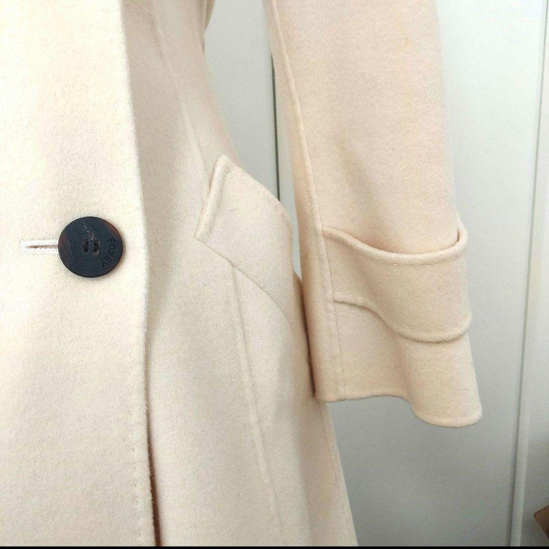 美品♡【FOXEY】カシミヤ100% チェスターコート クリーム 38